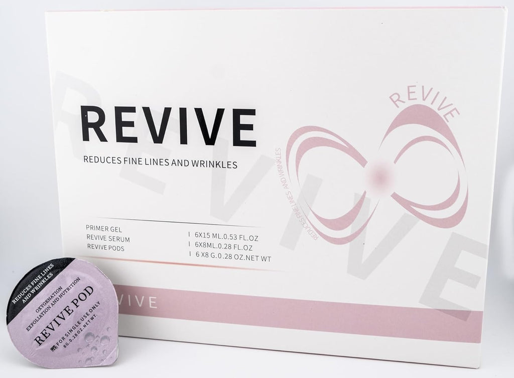 Revive Pods Oxygen Facial CO2 Therapy Set 6 Pods + 6 Primer Gels + 6 Serums After Treatment Zevon