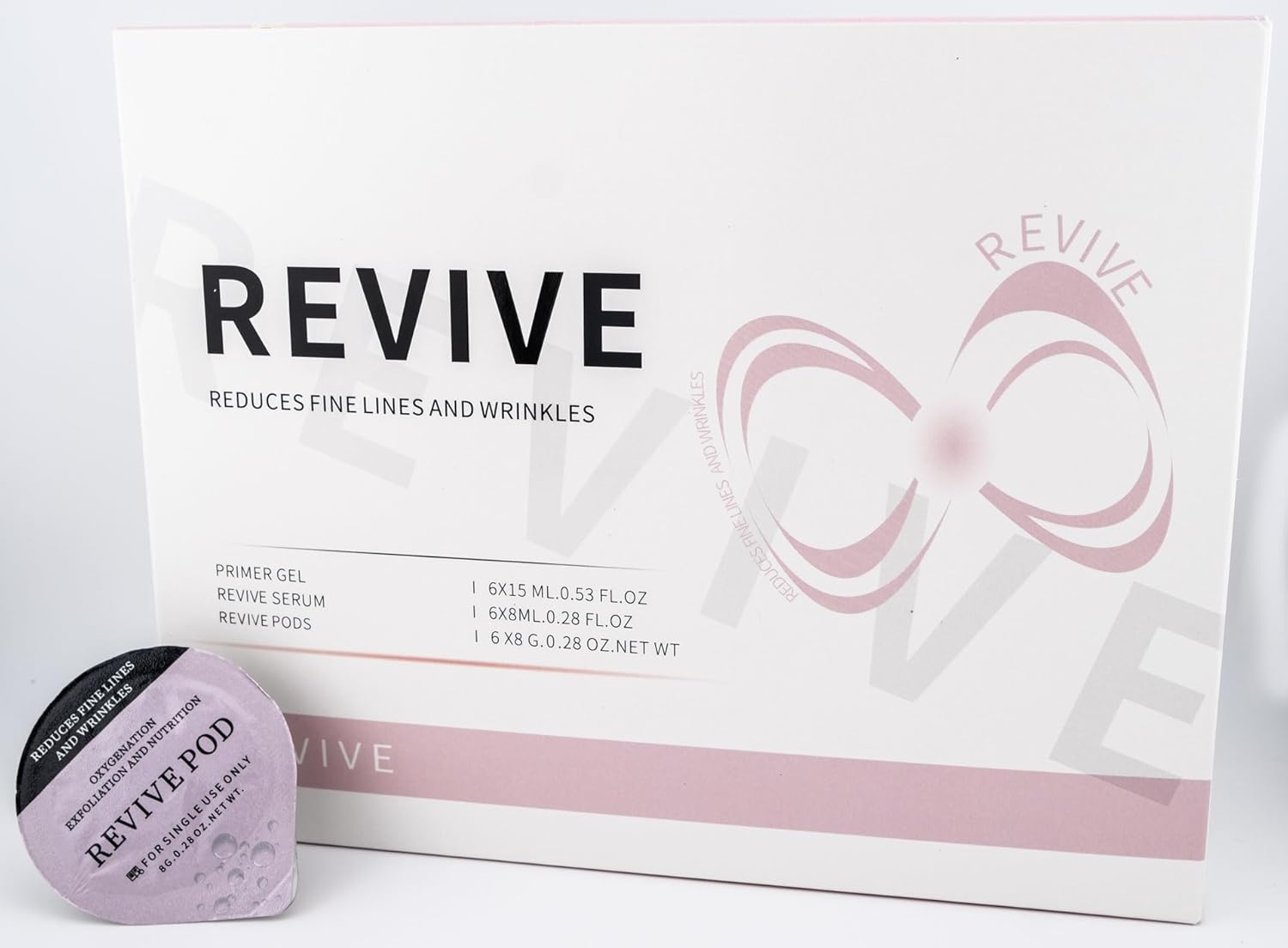 Revive Pods Oxygen Facial CO2 Therapy Set 6 Pods + 6 Primer Gels + 6 Serums After Treatment Zevon