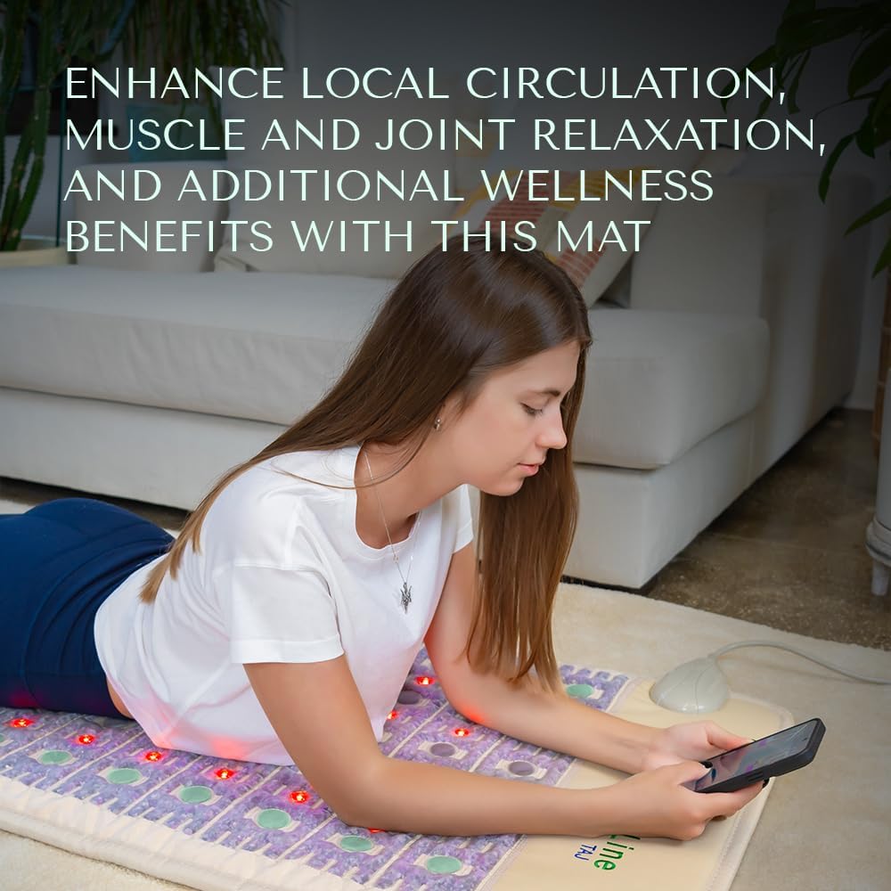 PEMF Advanced Far Infrared Full Body Heating Pad Biomat with Red Lights, Amethyst, Tourmaline & Jade 72"x24" Zevon