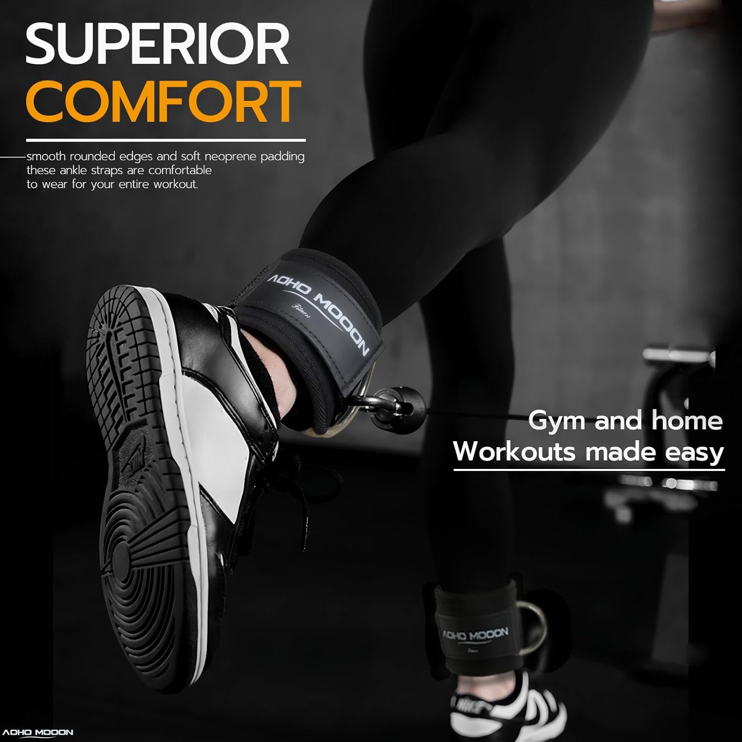 Comfortable Adjustable Ankle Straps for Cable Machines & Gym Workout Glute Kickbacks One Size Fits All Zevon