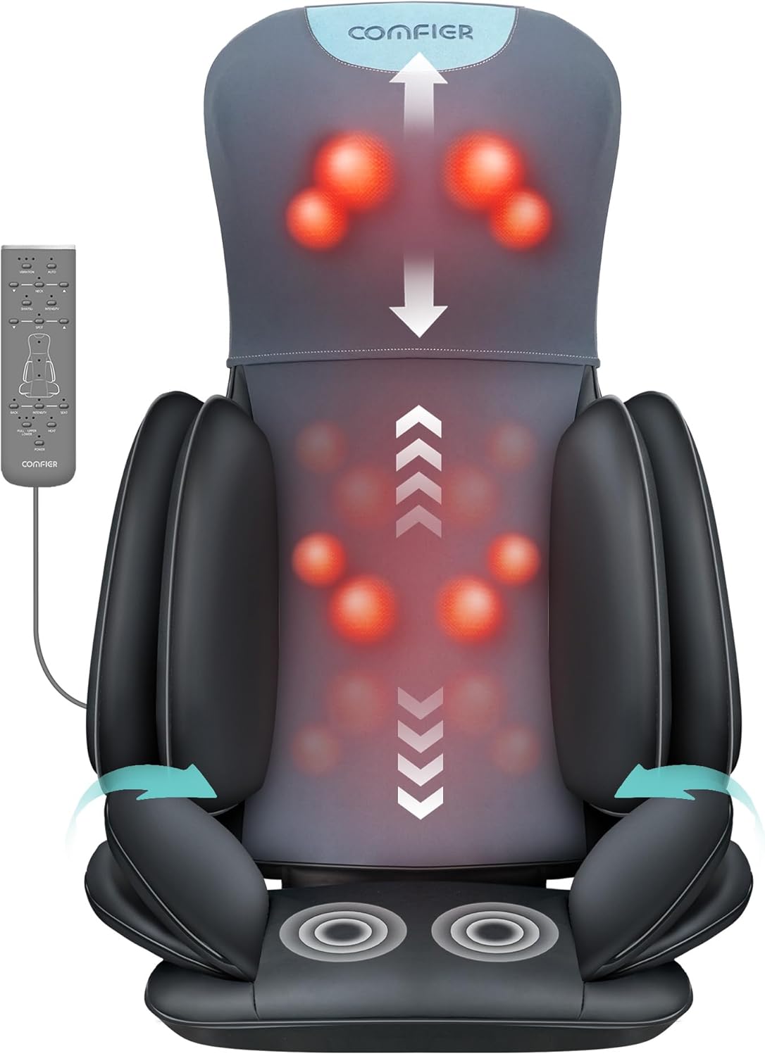 Full Back Shiatsu Neck & Back Massager Chair Pad with Heat, 4D Kneading & Compression Zevon
