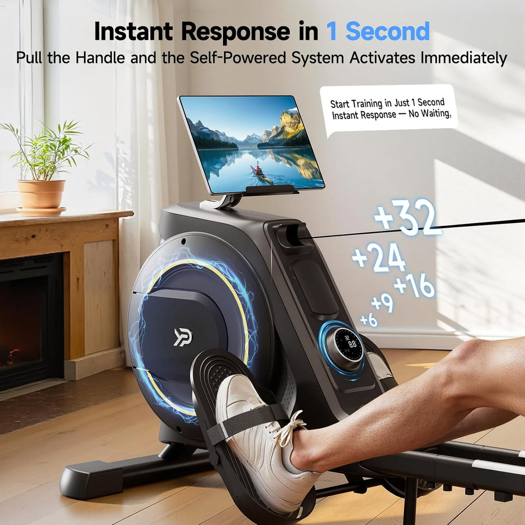 Foldable Magnetic Rowing Machine for Home 350-lb Capacity with 16-Level Silent Resistance & App Support Zevon