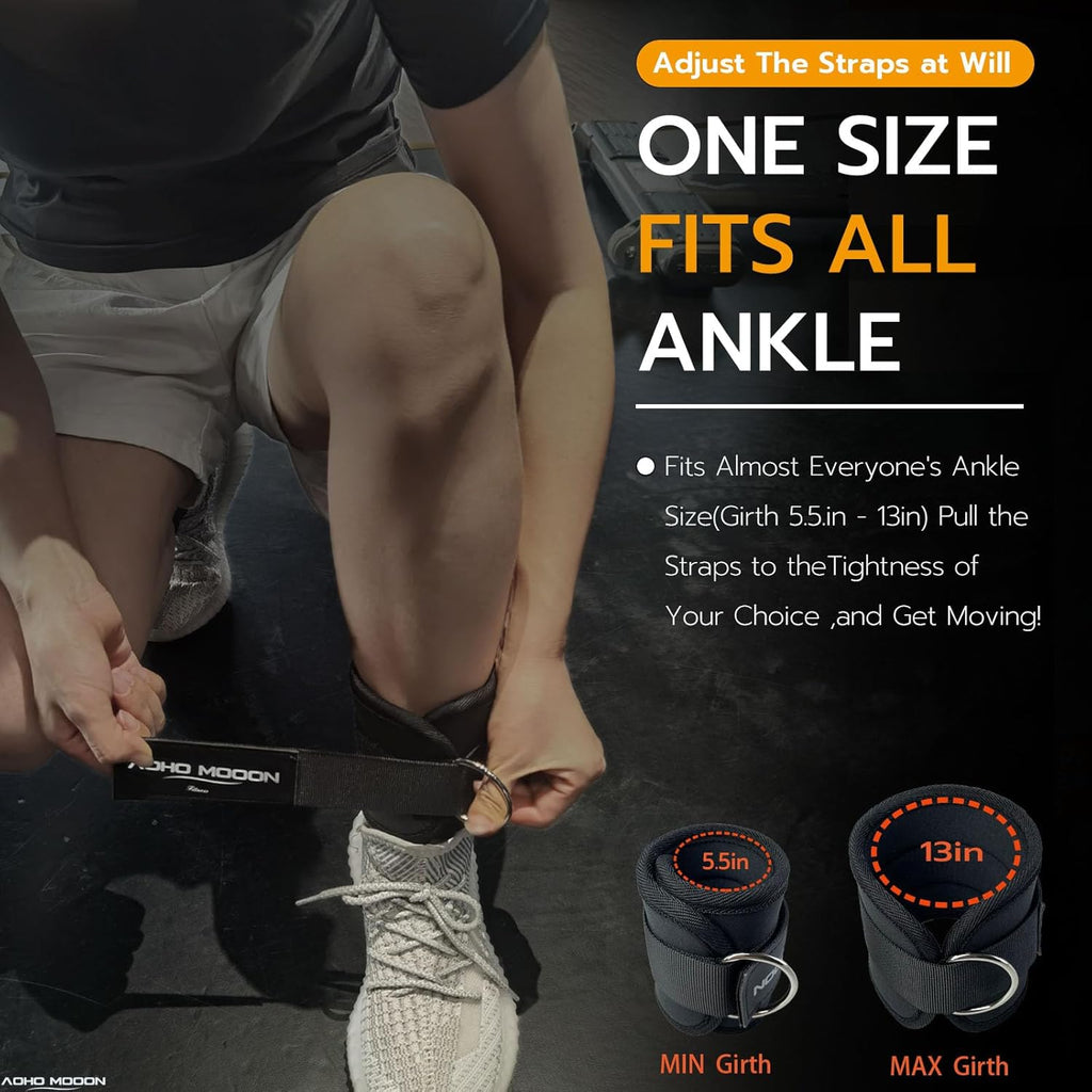 Comfortable Adjustable Ankle Straps for Cable Machines & Gym Workout Glute Kickbacks One Size Fits All Zevon