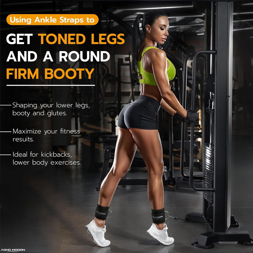 Comfortable Adjustable Ankle Straps for Cable Machines & Gym Workout Glute Kickbacks One Size Fits All Zevon