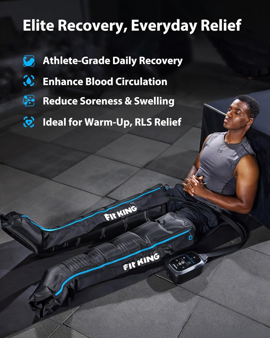 FIT KING Upgraded Cordless Air Compression Leg Massager Recovery Boots System for Athlete Fast Recovery Medium Zevon