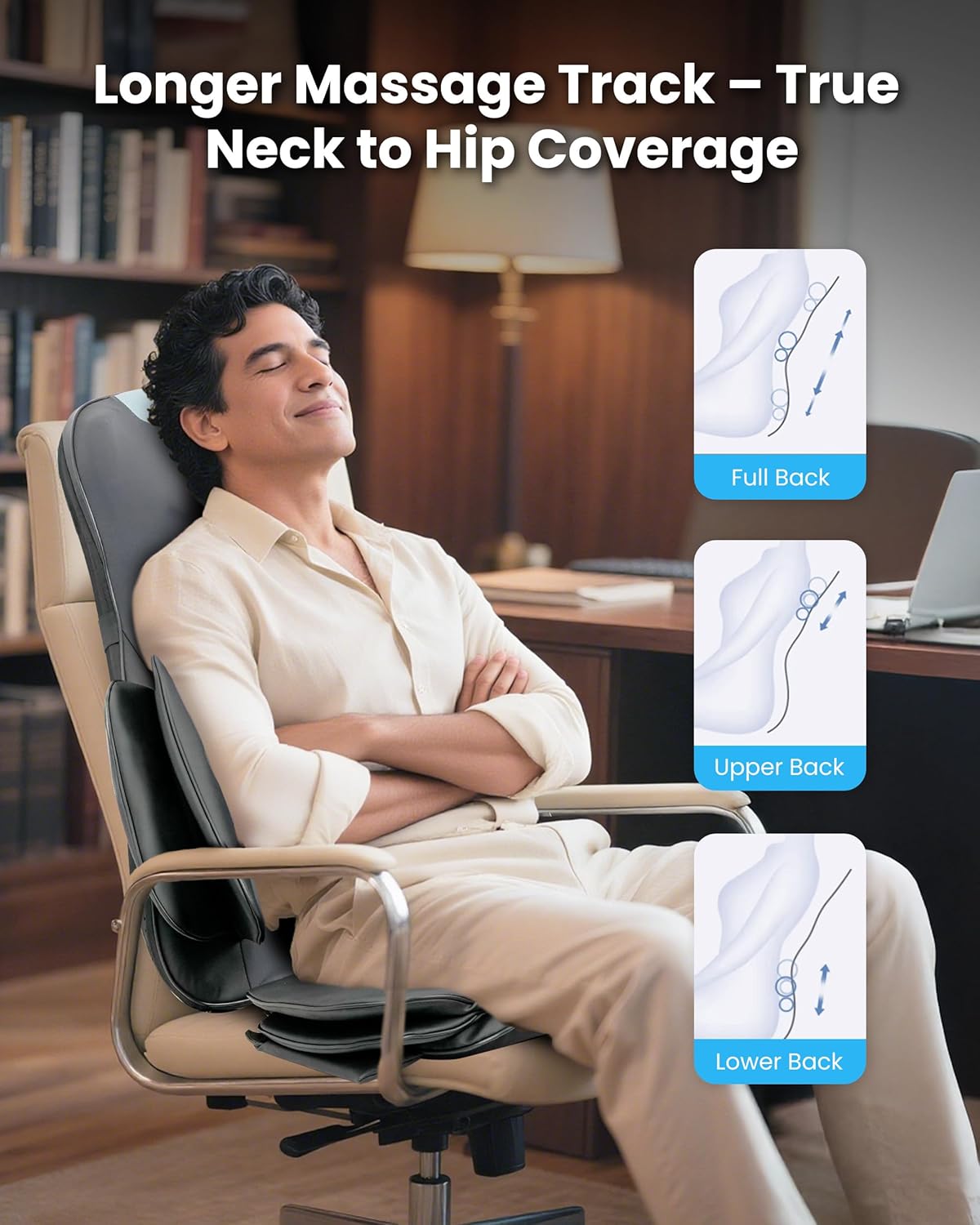 Full Back Shiatsu Neck & Back Massager Chair Pad with Heat, 4D Kneading & Compression Zevon