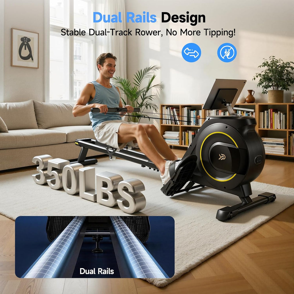 Foldable Magnetic Rowing Machine for Home 350-lb Capacity with 16-Level Silent Resistance & App Support Zevon