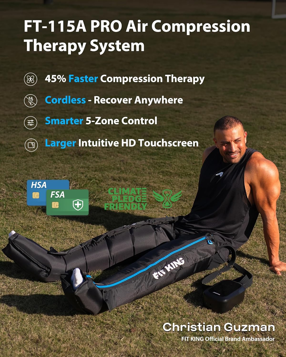 FIT KING Upgraded Cordless Air Compression Leg Massager Recovery Boots System for Athlete Fast Recovery Medium Zevon