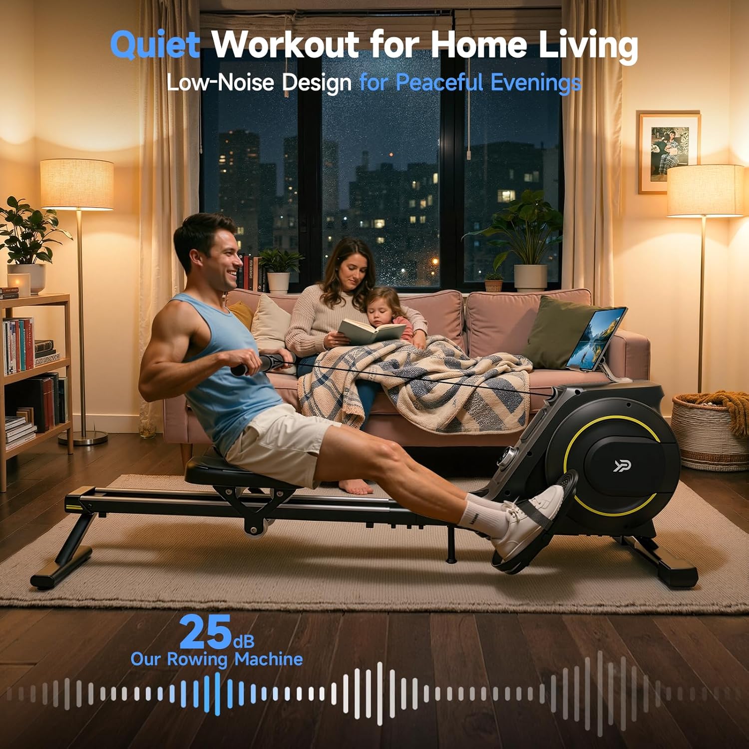Foldable Magnetic Rowing Machine for Home 350-lb Capacity with 16-Level Silent Resistance & App Support Zevon