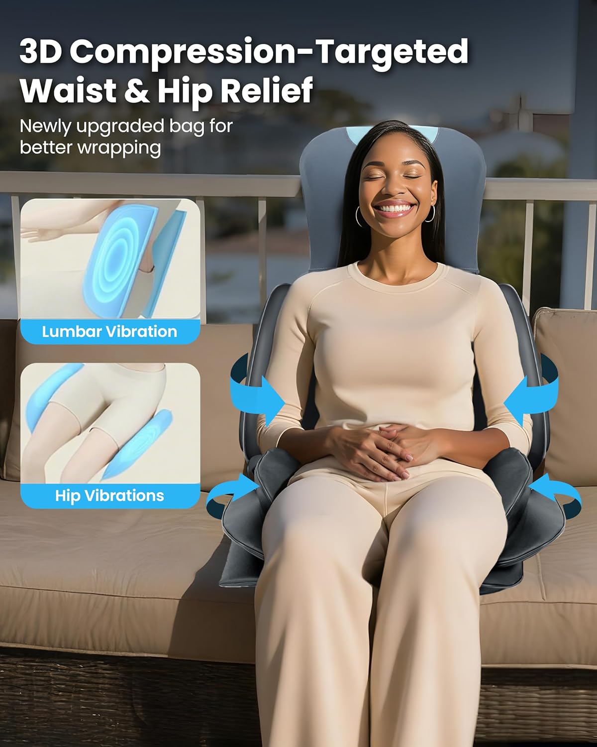 Full Back Shiatsu Neck & Back Massager Chair Pad with Heat, 4D Kneading & Compression Zevon