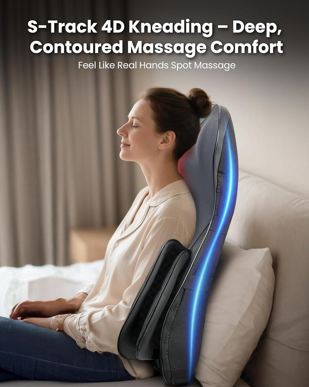 Full Back Shiatsu Neck & Back Massager Chair Pad with Heat, 4D Kneading & Compression Zevon