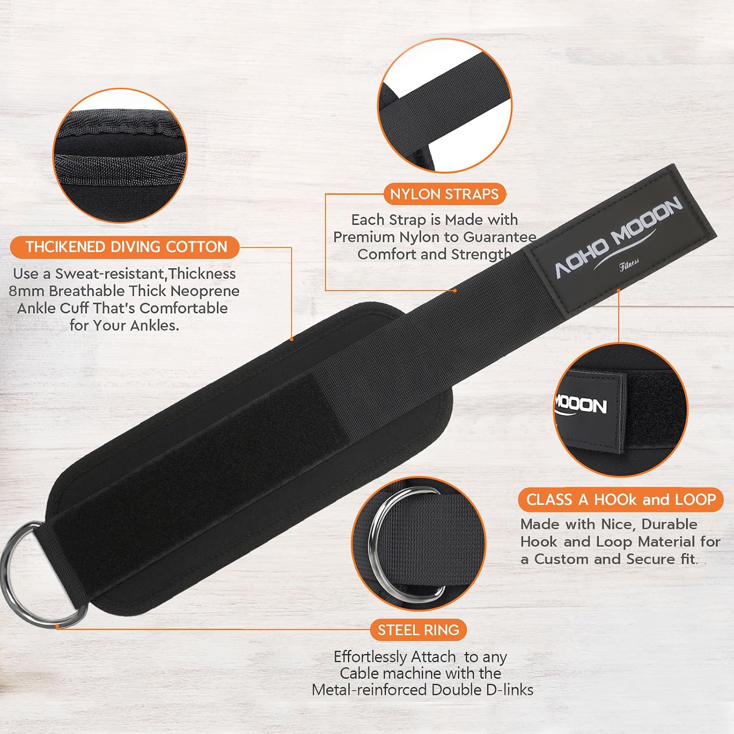 Comfortable Adjustable Ankle Straps for Cable Machines & Gym Workout Glute Kickbacks One Size Fits All Zevon