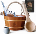 Canadian Red Cedar Wooden Sauna Water Bucket 1-Gallon with Liner, Rope Handle & Aromatherapy Diffuser Cup Zevon