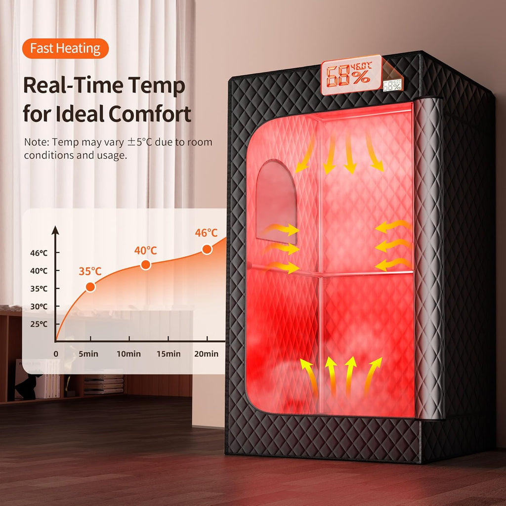 Viconor Portable Infrared Sauna Box with Red Light Therapy 5-Layer Waterproof Insulated 3L 1200W Steamer Zevon