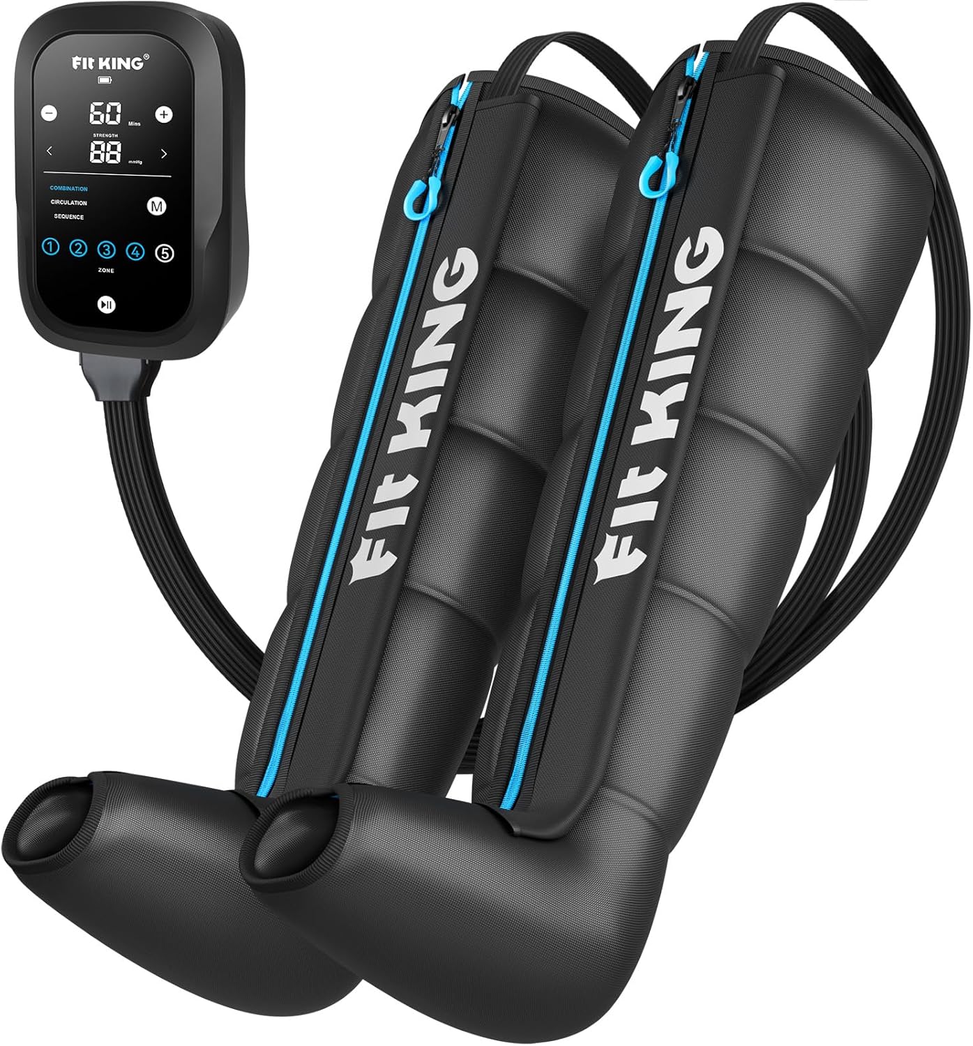 FIT KING Upgraded Cordless Air Compression Leg Massager Recovery Boots System for Athlete Fast Recovery Medium Zevon